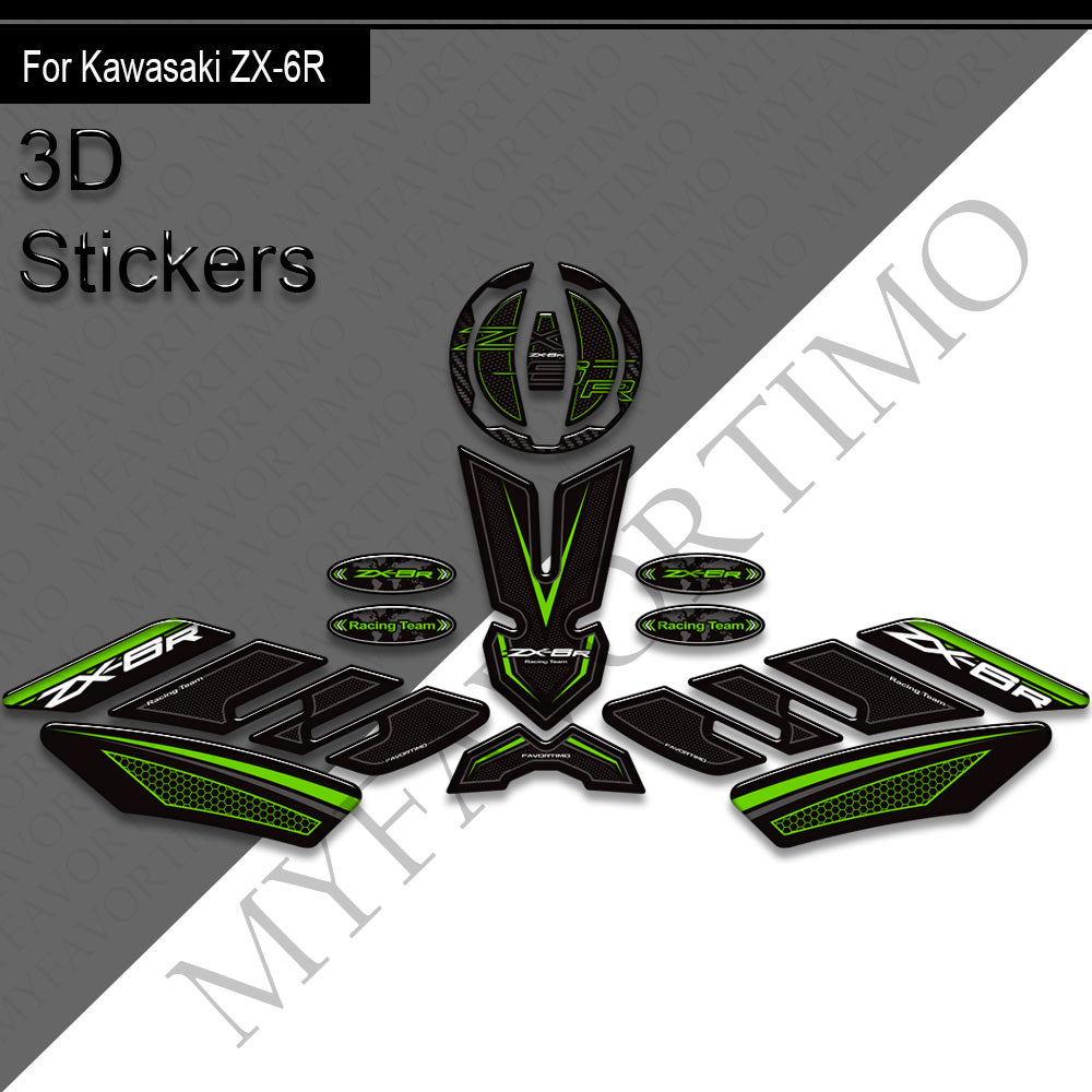 Kawasaki Ninja ZX-6R Decals Kit 丨 Tank Pad and Side Stickers