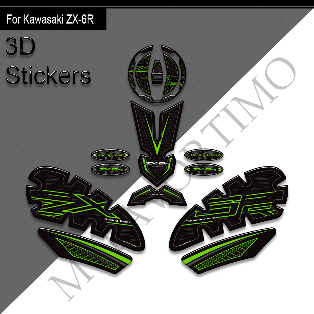 Kawasaki Ninja ZX-6R Decals Kit 丨 Tank Pad and Side Stickers