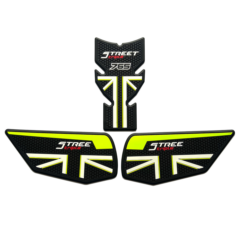 Triumph Street Triple 765 Rubber Anti-Slip Tank Pad Kit 2020-2022 丨 Center Pad and Side Grips