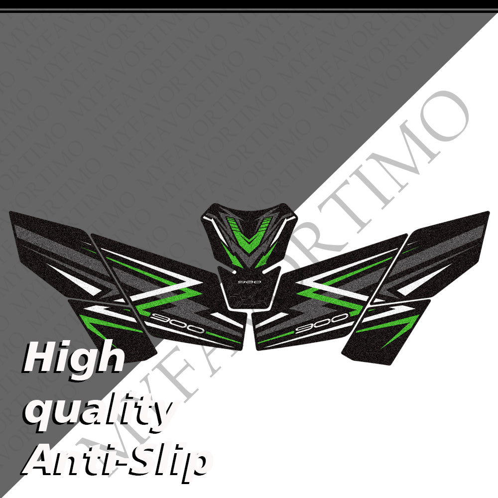 Kawasaki Z900 Z900SE Matte Anti-Slip Tank Pad Kit 2019-2024 丨 Center and Side Stickers