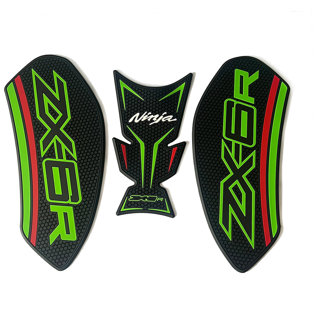 Kawasaki Ninja ZX-6R Rubber Anti-Slip Tank Pad Kit 2024+ 丨 Center Pad and Side Grips