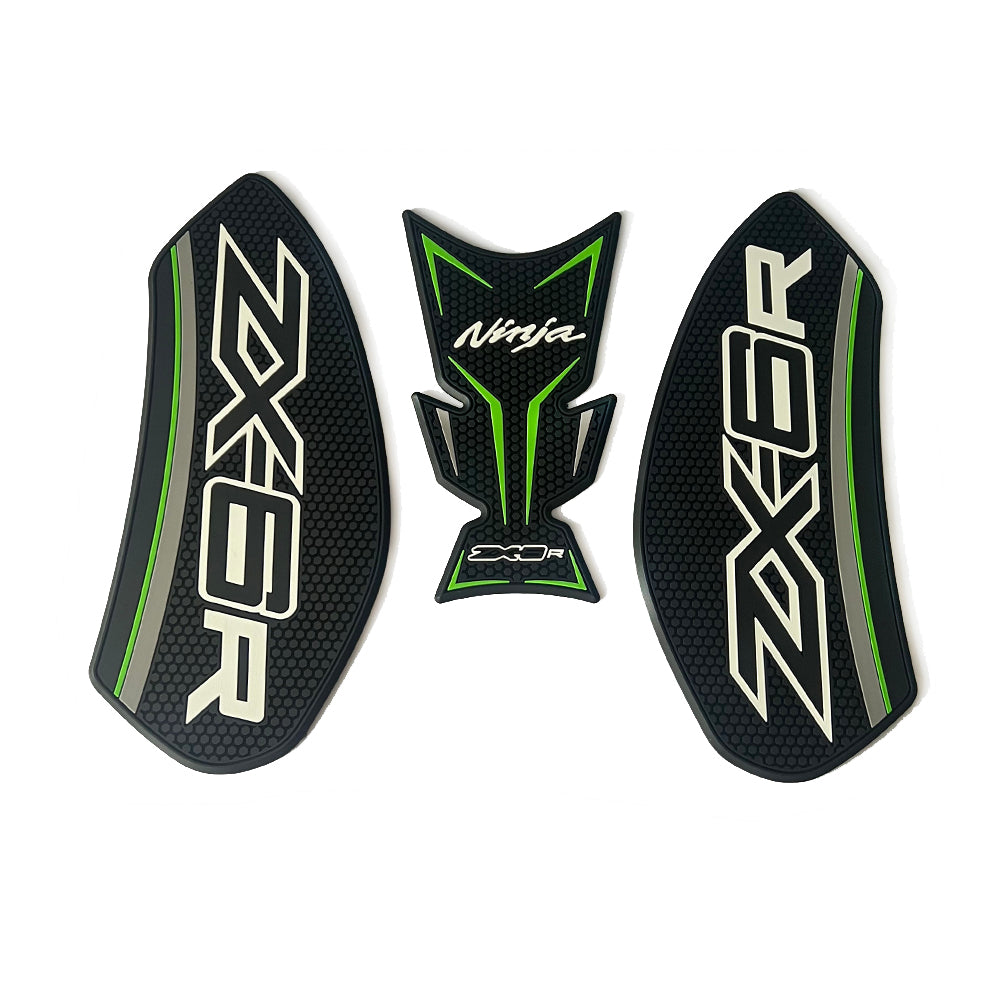 Kawasaki Ninja ZX-6R Rubber Anti-Slip Tank Pad Kit 2024+ 丨 Center Pad and Side Grips