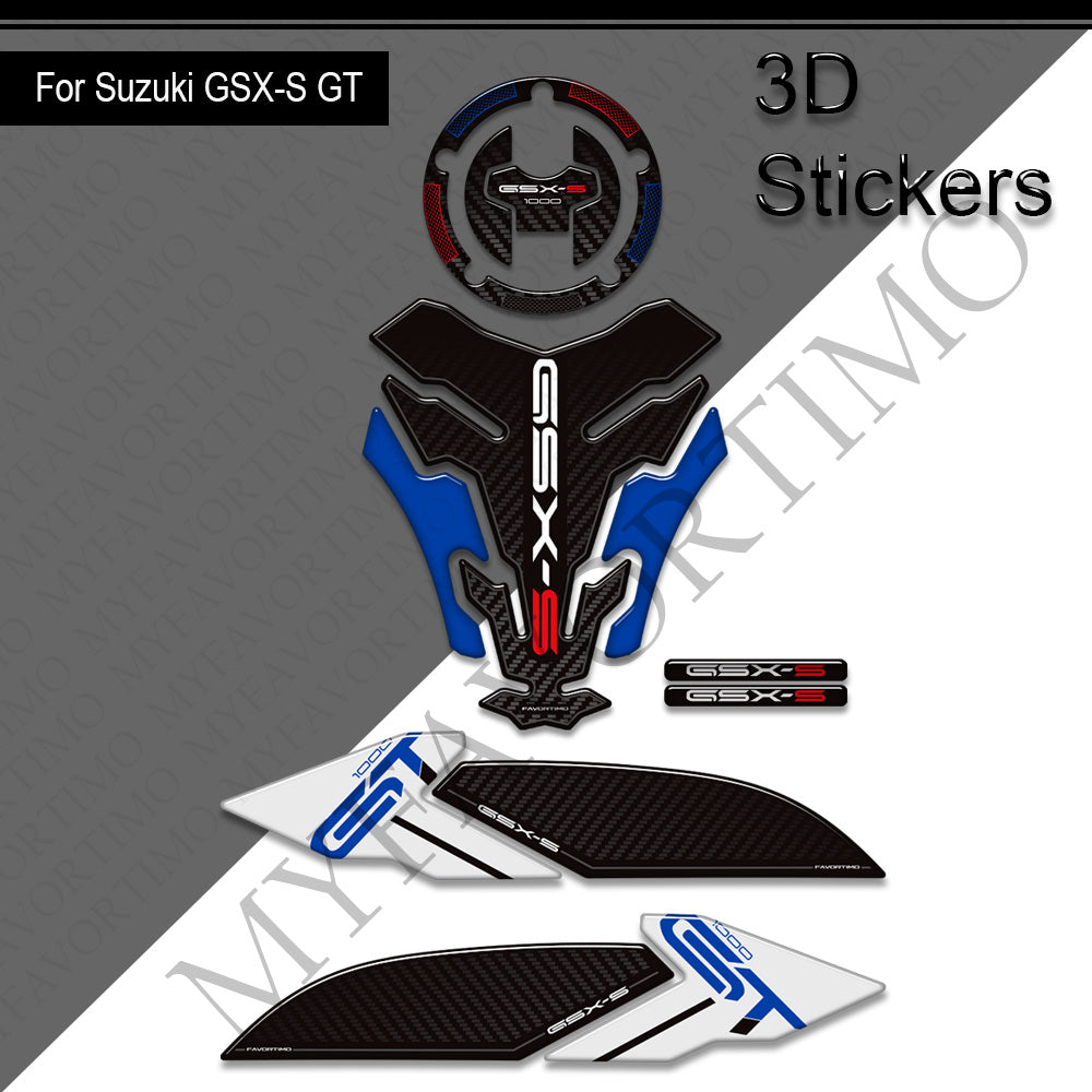 Suzuki GSX-S1000GT 3D Epoxy Tank Decals Kit 2016-2024 丨 Center Pad and Side Stickers