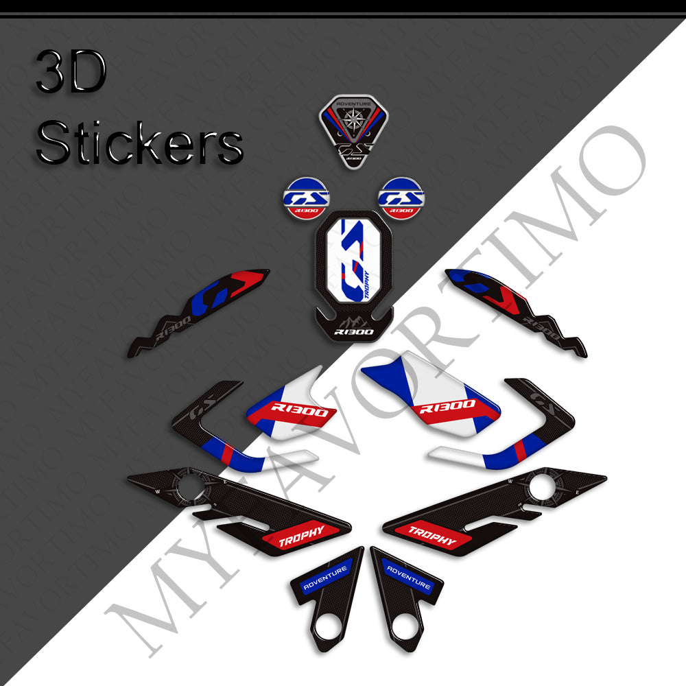 BMW R1300GS Adventure Trophy Triple Black Option 719 3D Epoxy Tank Decals Kit 丨 3D Resin Protector