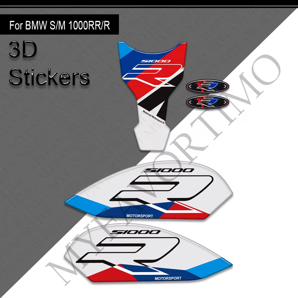 BMW S1000RR S1000R 3D Epoxy Tank Decals Kit 2021-2025 丨 Center Pad and Side Stickers