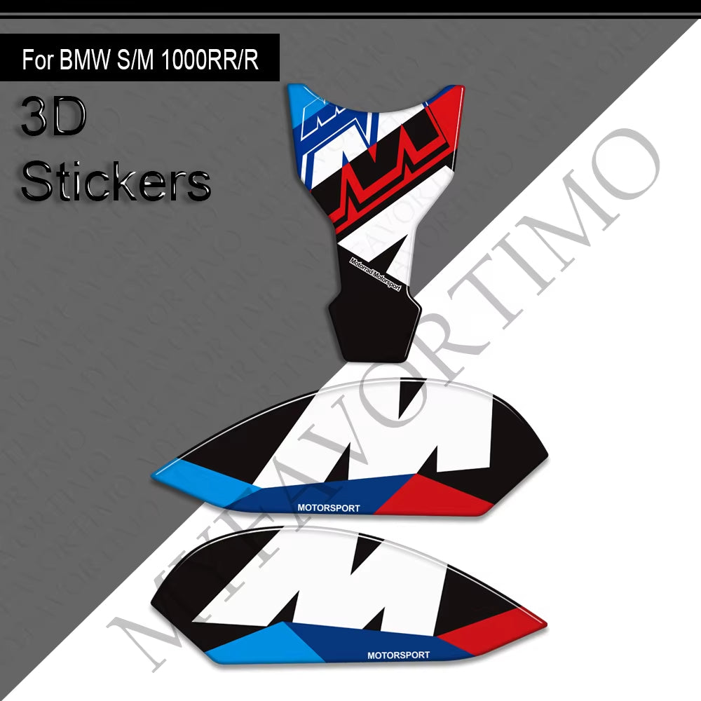 BMW S1000RR S1000R 3D Epoxy Tank Decals Kit 2021-2025 丨 Center Pad and Side Stickers