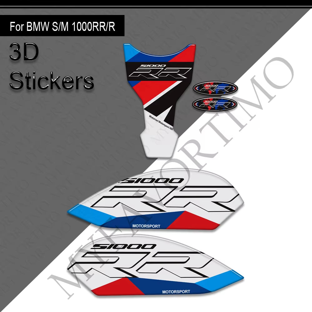 BMW S1000RR S1000R 3D Epoxy Tank Decals Kit 2021-2025 丨 Center Pad and Side Stickers