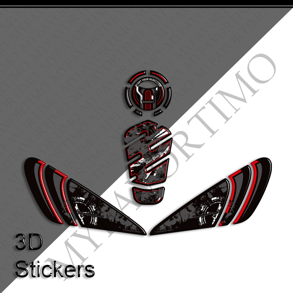 Honda Rebel 250 300 500 3D Epoxy Tank Decals Kit 丨 Fuel Cap and Side Stickers