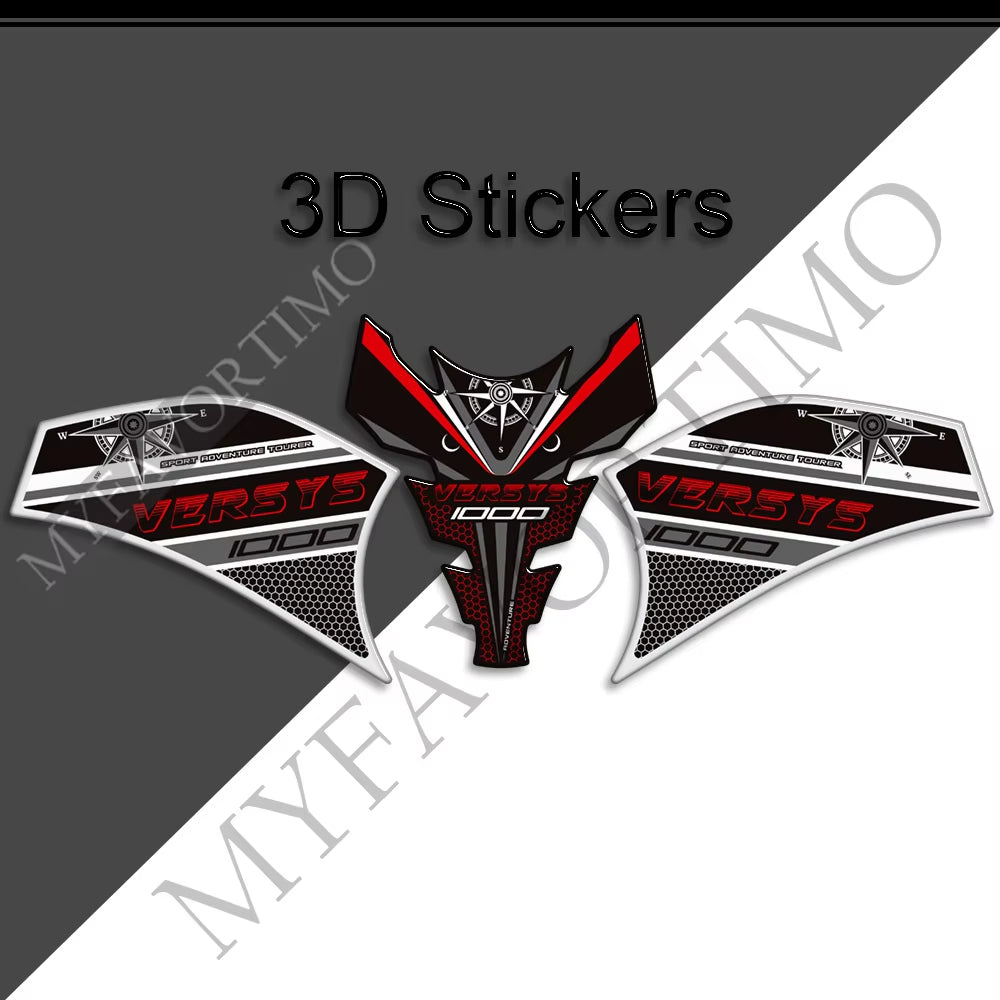 Kawasaki Versys 1000 SE LT 3D Epoxy Tank Decals Kit 丨 Center and Side Stickers