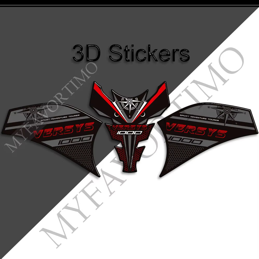 Kawasaki Versys 1000 SE LT 3D Epoxy Tank Decals Kit 丨 Center and Side Stickers