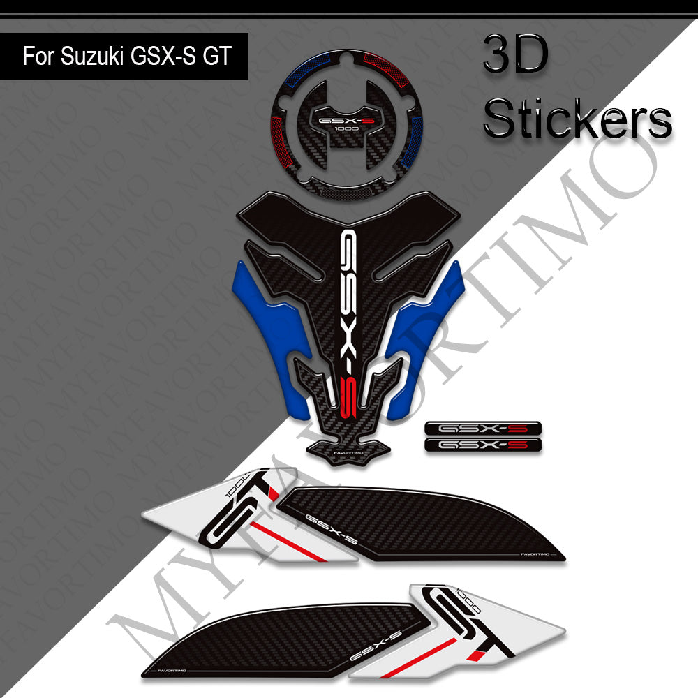 Suzuki GSX-S1000GT 3D Epoxy Tank Decals Kit 2016-2024 丨 Center Pad and Side Stickers