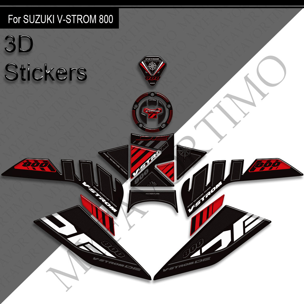 Suzuki V-Strom 800DE 3D Epoxy Tank Decals Kit 2023-2025 丨 Center Pad and Side Stickers