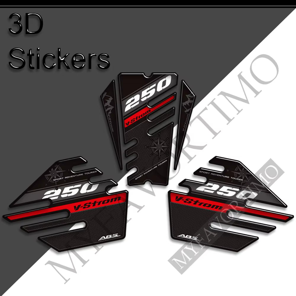 Suzuki V-Strom DL250 SX 3D Epoxy Tank Decals Kit 2022-2025 丨 Center and Side Stickers