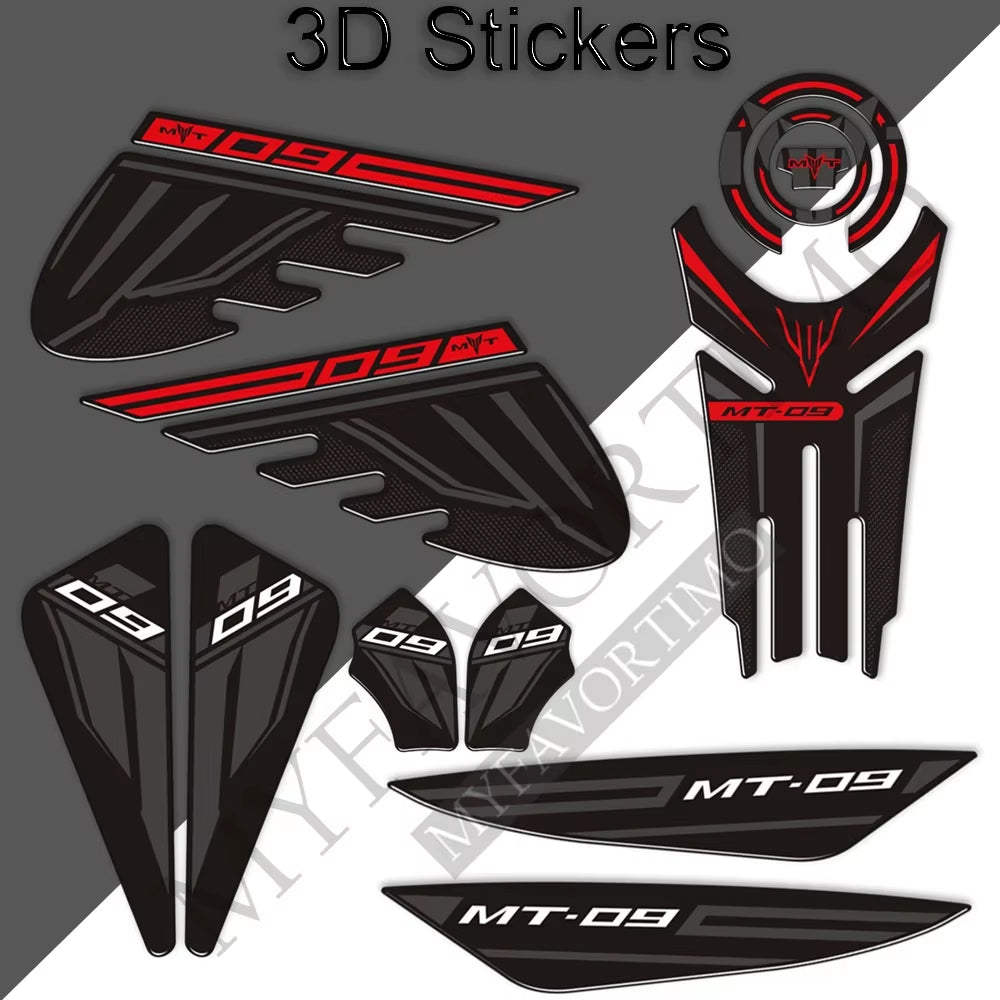 Yamaha MT-09 MT-09 SP FZ-09 3D Epoxy Tank Decals Kit 2021-2022 丨 Fuel Cap and Side Stickers