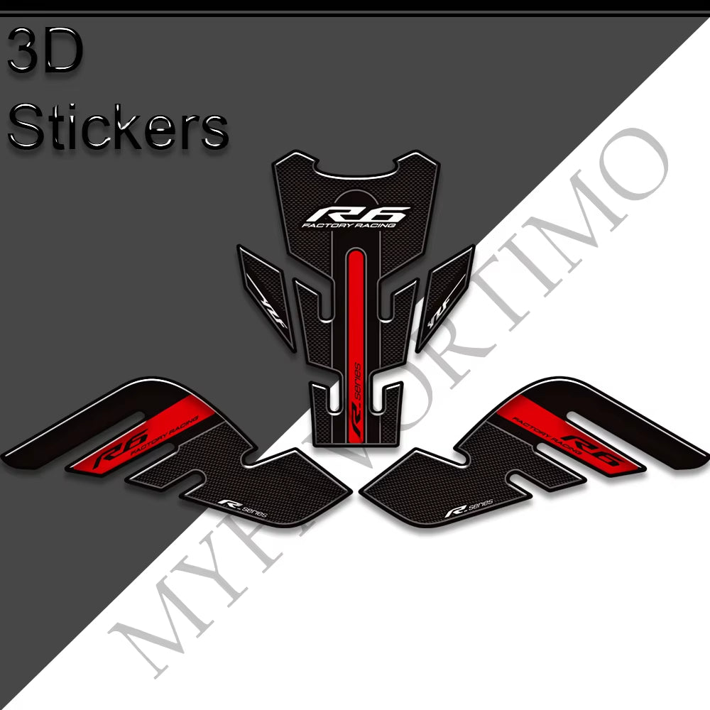 Yamaha YZF-R6 3D Epoxy Tank Decals Kit 2017-2022 丨 Center and Side Stickers