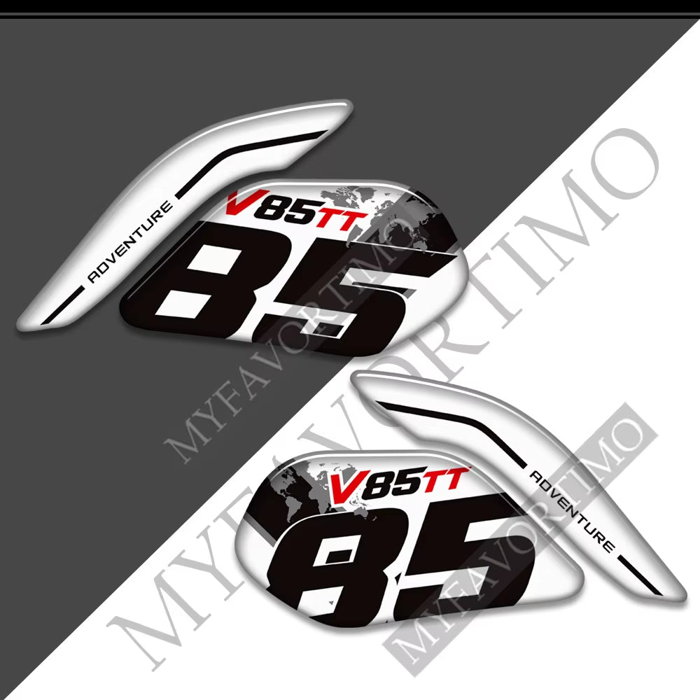 Moto Guzzi V85TT 3D Epoxy Tank Side Decals Kit 丨 Red and Black