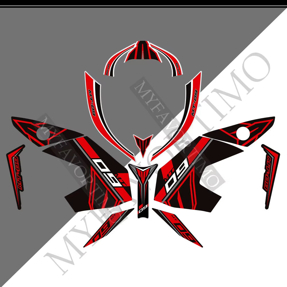 Yamaha MT-09 FZ-09 PVC Full Body Decals Kit 2017-2020 丨 Black Red Yellow Blue