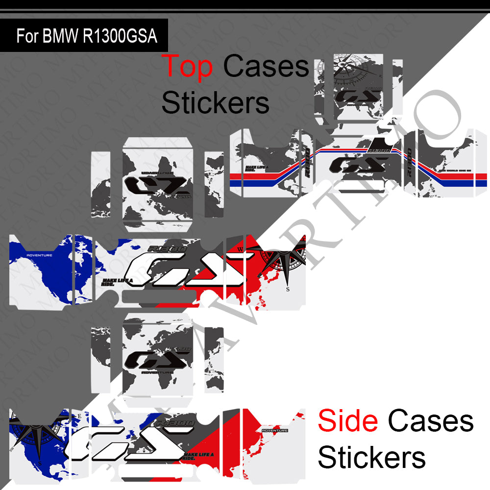 BMW R1300GS Adventure PVC Pannier Top Case Decals Kit 丨 Side and Top Box Stickers