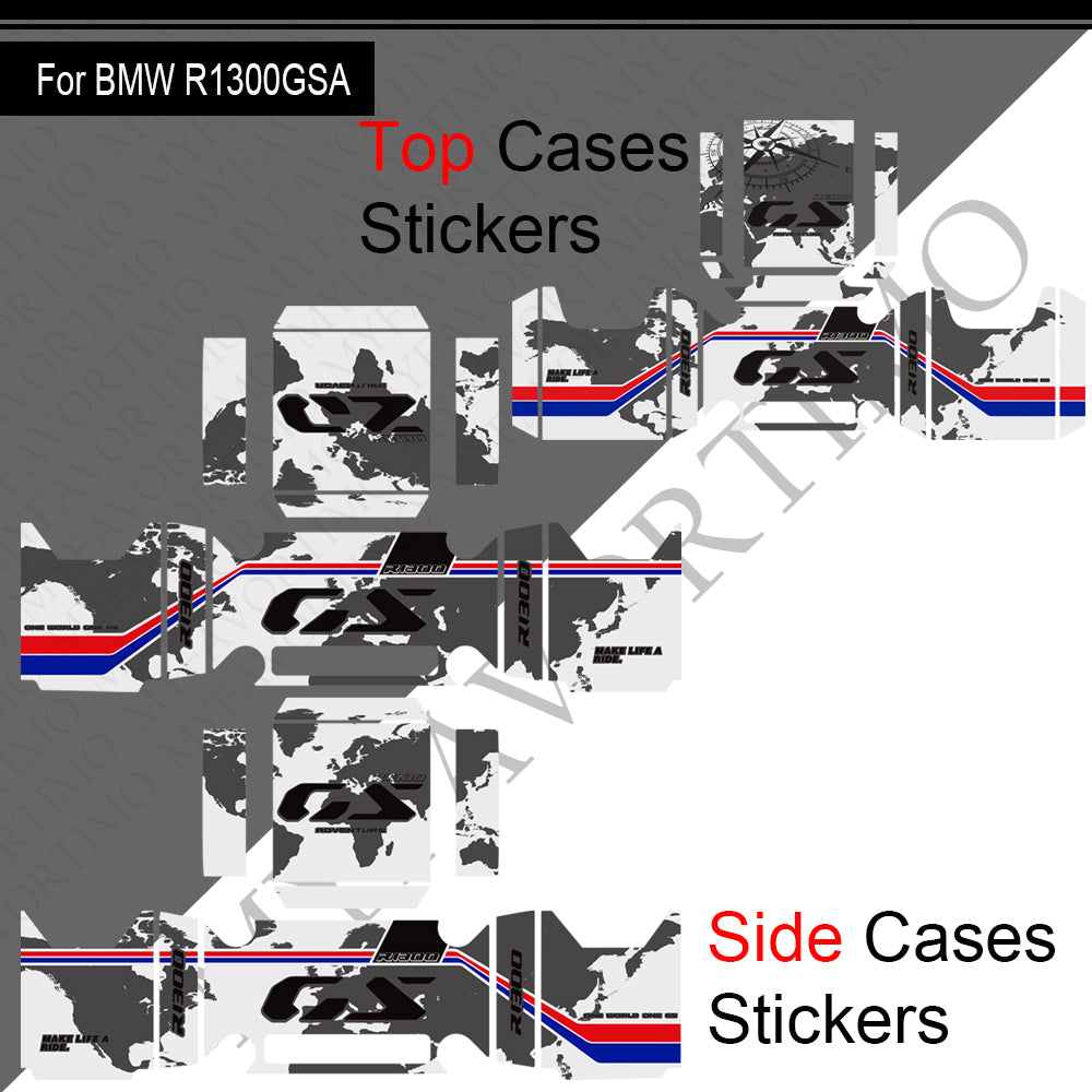 BMW R1300GS Adventure PVC Pannier Top Case Decals Kit 丨 Side and Top Box Stickers