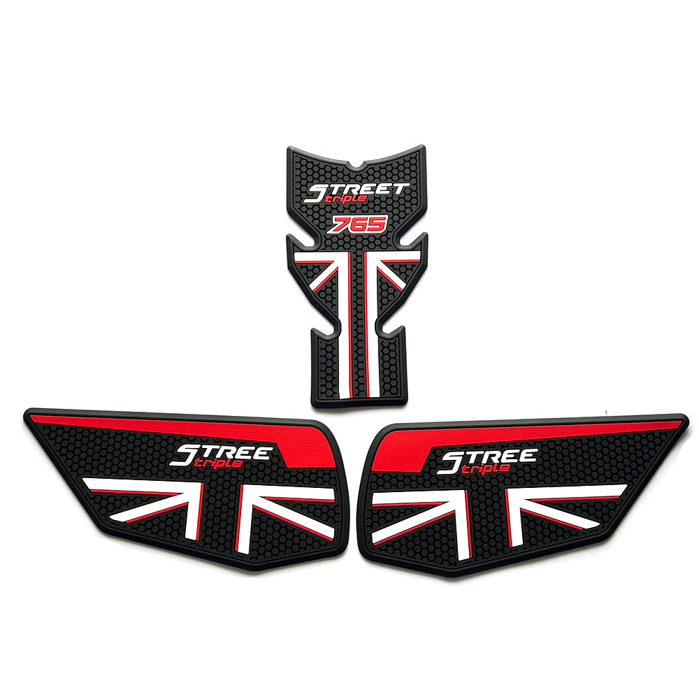 Triumph Street Triple 765 Rubber Anti-Slip Tank Pad Kit 2020-2022 丨 Center Pad and Side Grips