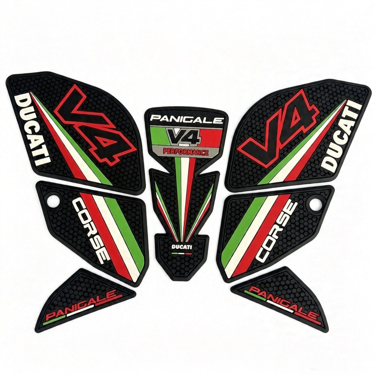 Ducati Panigale V4 V4S V4R V4SP2 Rubber Anti-Slip Tank Pad Kit 2022+ 丨 Center Pad and Side Grips