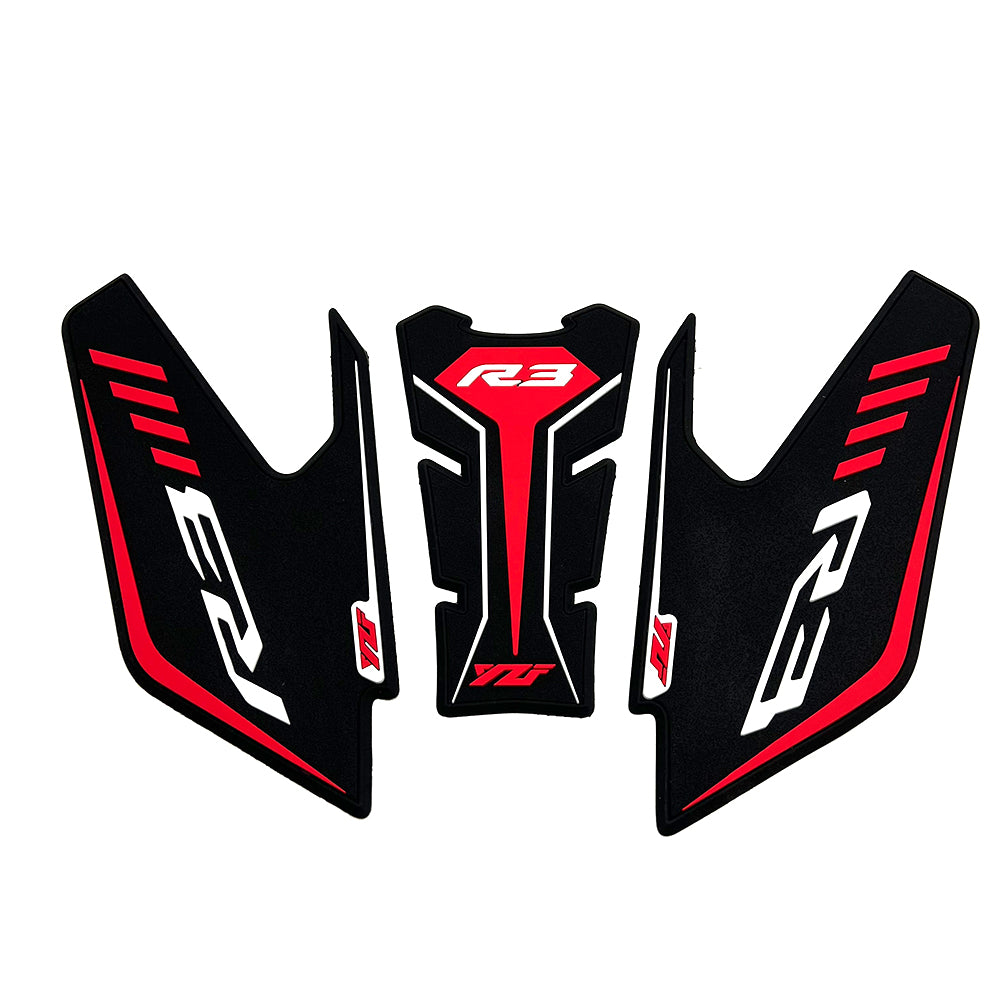Yamaha YZF-R3 Rubber Anti-Slip Tank Pad Kit 2019-2024 丨 Center Pad and Side Grips