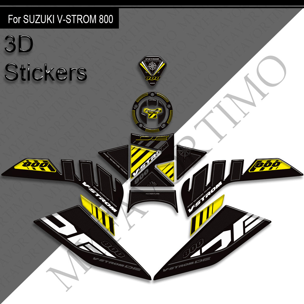 Suzuki V-Strom 800DE 3D Epoxy Tank Decals Kit 2023-2025 丨 Center Pad and Side Stickers