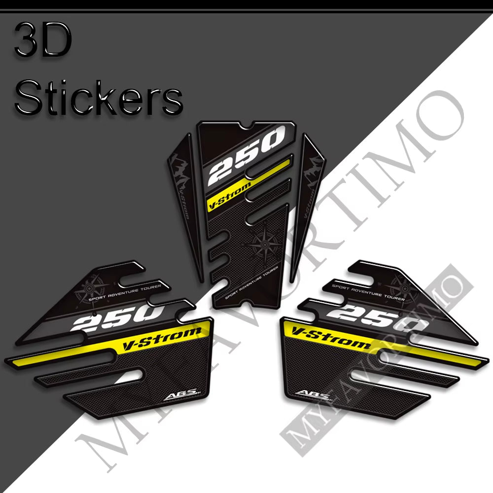 Suzuki V-Strom DL250 SX 3D Epoxy Tank Decals Kit 2022-2025 丨 Center and Side Stickers