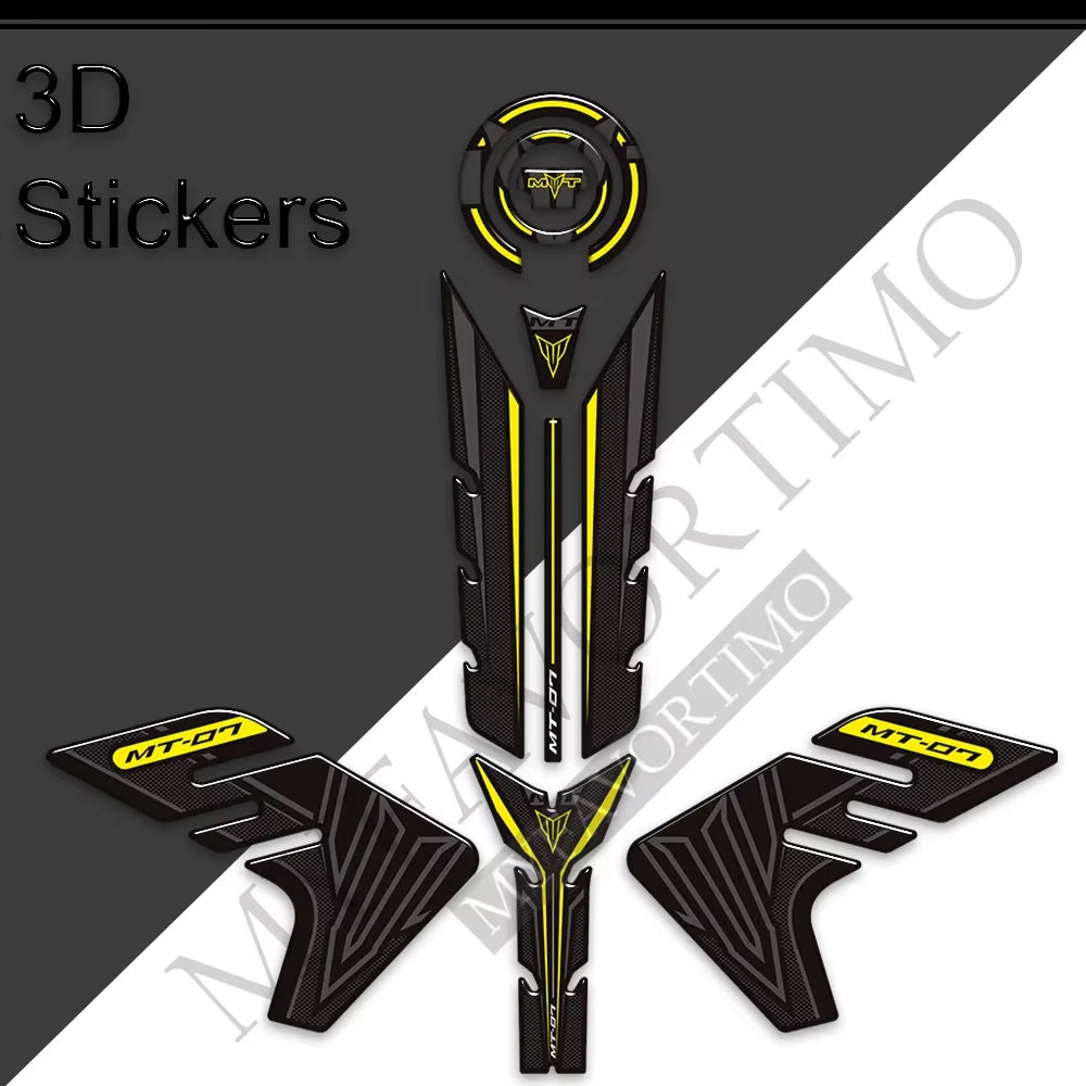 Yamaha MT-07 MT-07 SP 3D Epoxy Tank Decals Kit 2018-2020 丨 Fuel Cap and Side Stickers