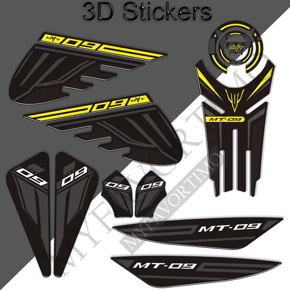 Yamaha MT-09 MT-09 SP FZ-09 3D Epoxy Tank Decals Kit 2021-2022 丨 Fuel Cap and Side Stickers