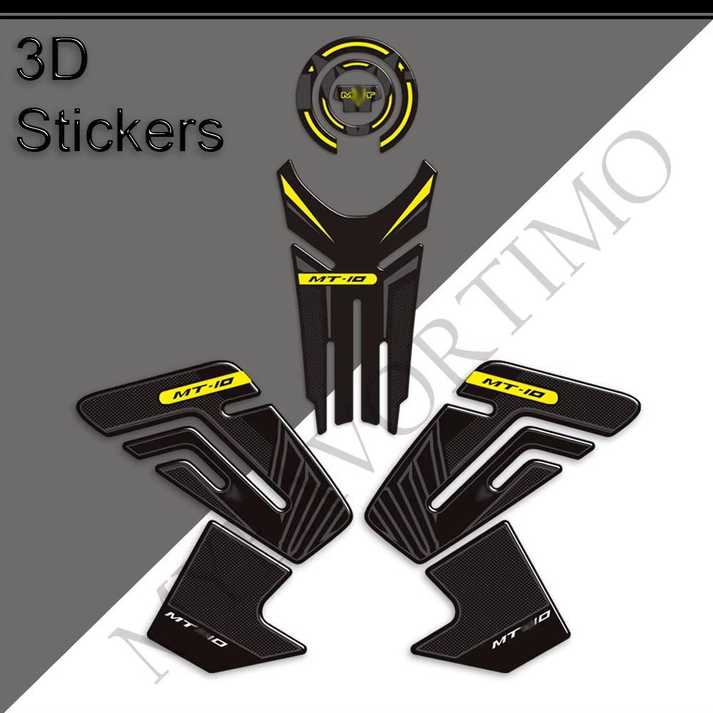 Yamaha MT-10 MT-10 SP FZ-10 3D Epoxy Tank Decals Kit 2016-2024 丨 Fuel Cap and Side Stickers