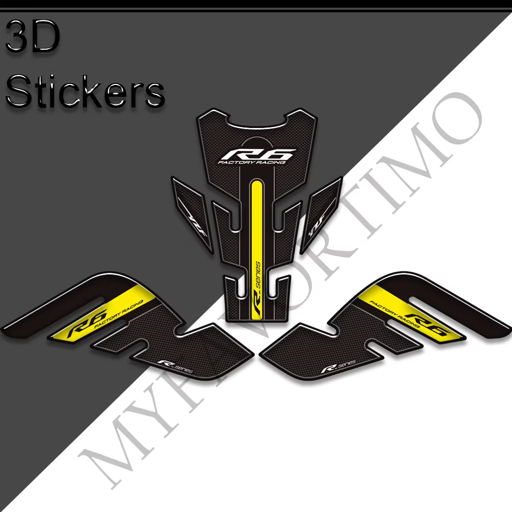 Yamaha YZF-R6 3D Epoxy Tank Decals Kit 2017-2022 丨 Center and Side Stickers