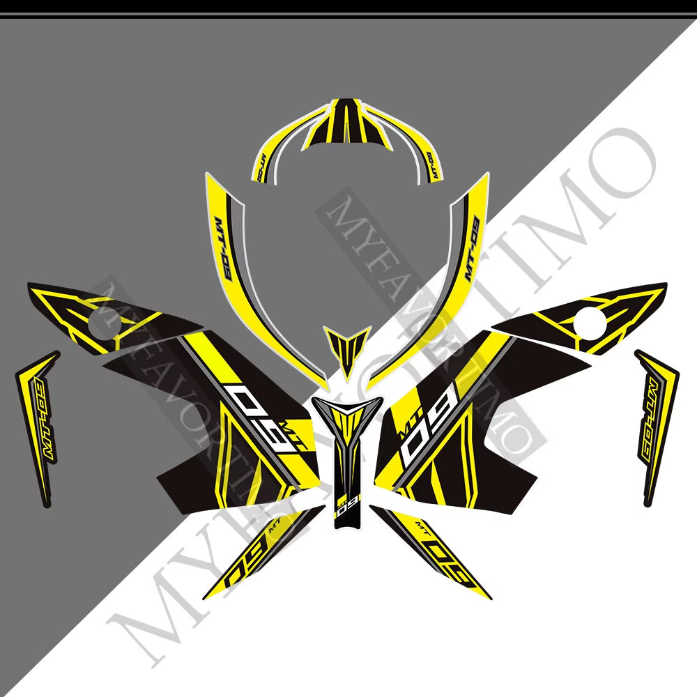 Yamaha MT-09 FZ-09 PVC Full Body Decals Kit 2017-2020 丨 Black Red Yellow Blue